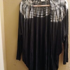 Vocal Black and White Tie-Dye Cardigan